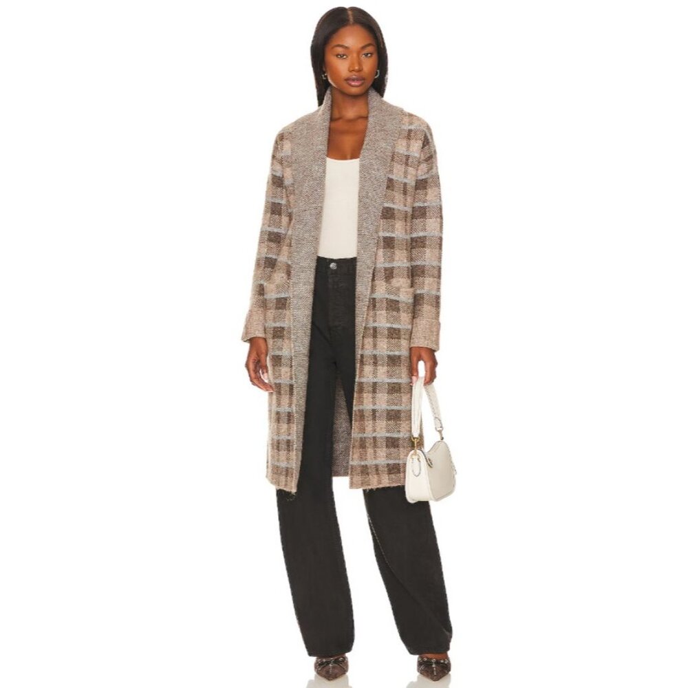 Heartloom Belinda Cardigan Long Sleeve Open Front Wool Blend Taupe Womens Medium